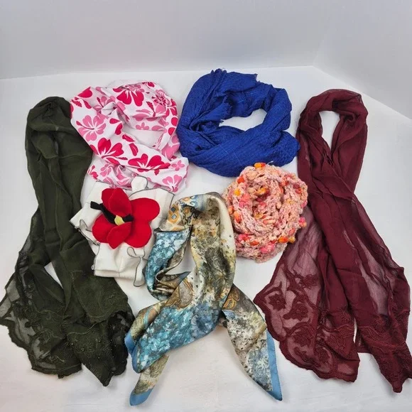 Scarf Bundle Lot 6‎ Lightweight Fashion Scarves Mixed Colors Prints Boho Chic