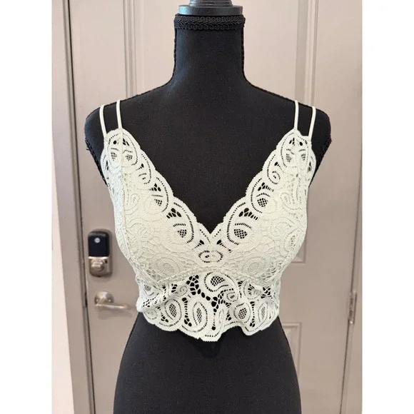 PINK Victoria's Secret Lace Bralette Large Strappy Mint Green Coquette Festival