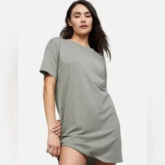 NWT Mate the Label Tencel Organic Cotton Sleep Tee Dress Sage Size XS