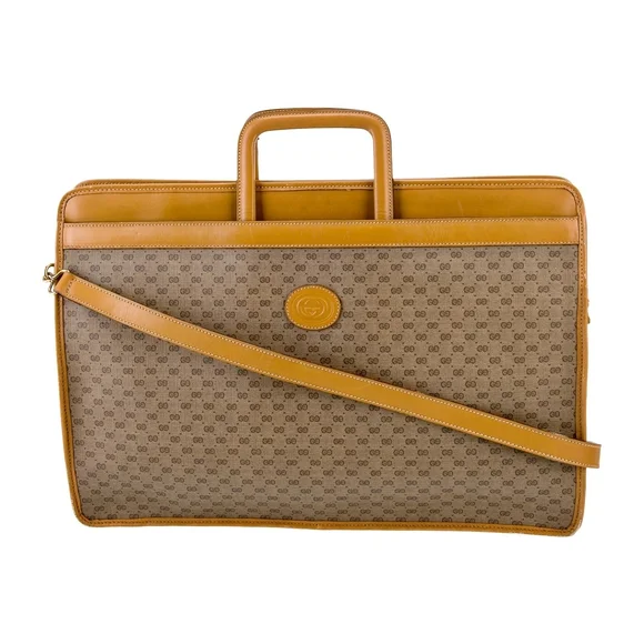 Vintage Gucci Micro GG Monogram Briefcase With Retractable Handles & Strap