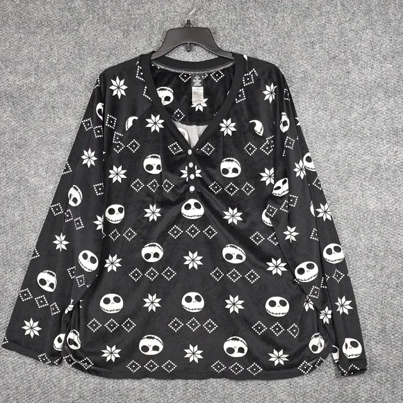 Disney Womens 3X Nightmare Before Christmas Sleep Shirt Black Jack Skellington
