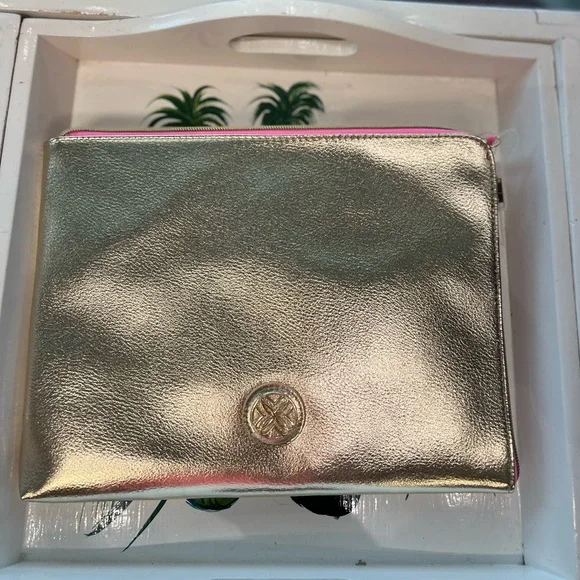 Lilly Pulitzer luxury gold travel/tablet/storage Zip Pouch ⭐️Accessory bag⭐️