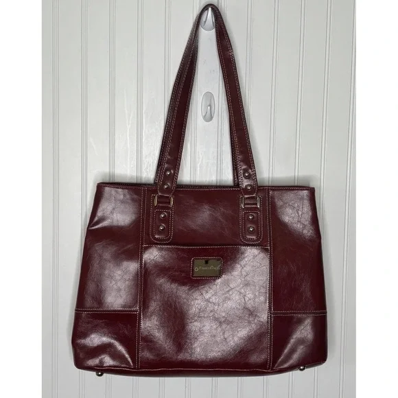 Franklin Covey Shoulder Bag Tote Burgundy Lap Top Multi-Compartment Career Work