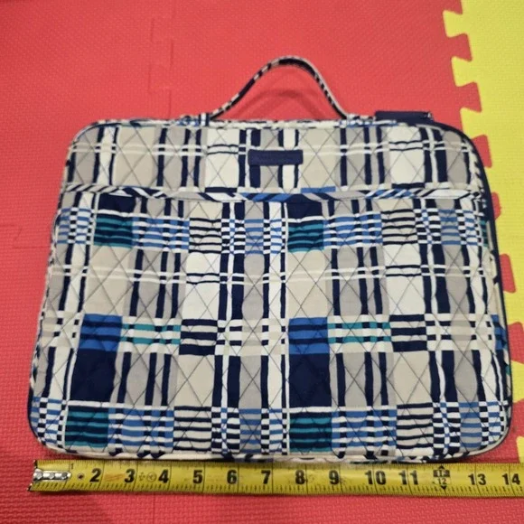 Vera Bradley Blue Bayou Plaid Quilted‎ Laptop Sleeve Case Bag 13