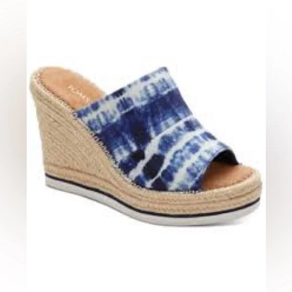 Toms Blue Tie-Dye Espadrille Wedges