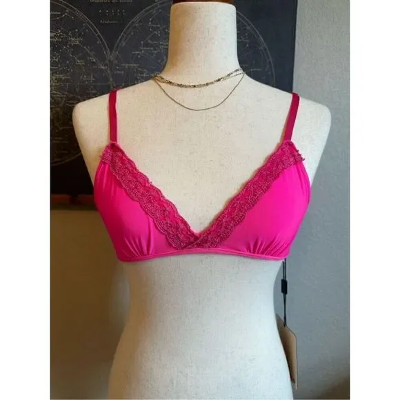 NWT One Teaspoon Revolve Fallen Angel Hot Pink Lace Bra Women Size 8 OT9831