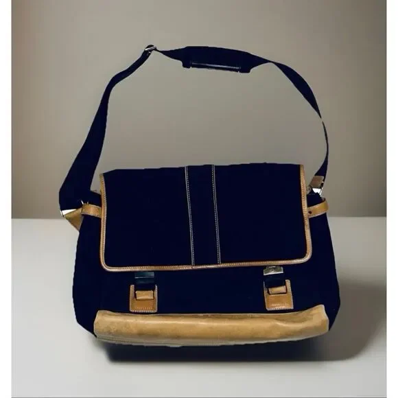 Vintage Coach Black Canvas Leather Messenger Briefcase Laptop