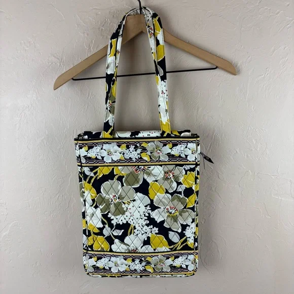 Vera Bradley Yellow and Black Floral Tote Bag Laptop Checkpoint Friendly Travel