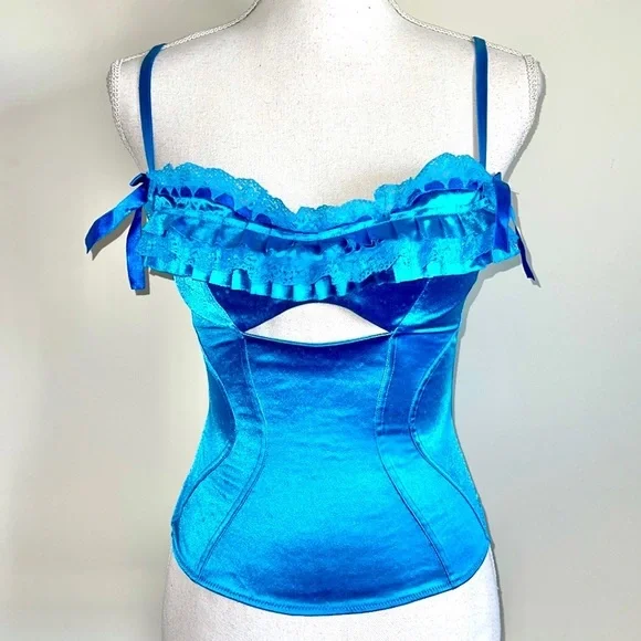 Victoria’s Secret Electric Blue Ruffle Satin Ribbon Bustier