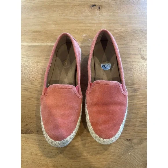 Aerosoles Womens Coral Pink Suede Espadrille Slip On Flats Size 7.5