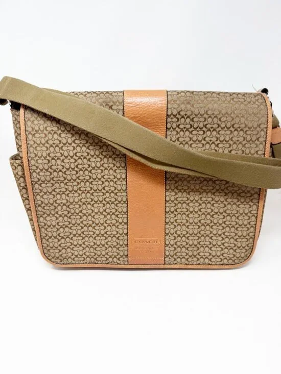Coach Vintage Y2K Hudson Commuter Messenger Bag F77004 Jacquard‎ Brown Tan
