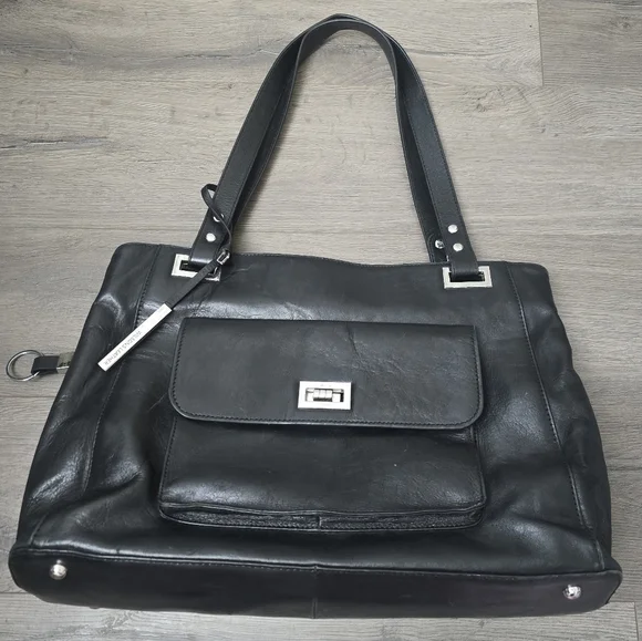 Wilsons Leather Roma Executive Tote Bag Purse Black Travel Quietly Luxury