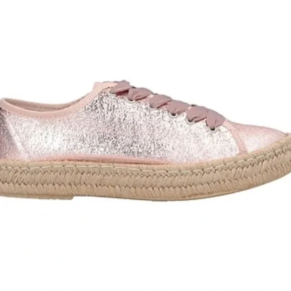 Paez Metaliic Pink Low Top Lace Up Espadrilles Shoes Womens 9.5 US NWB