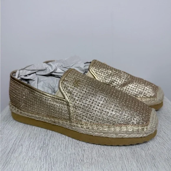Michael Kors women’s Kendrick Gold Slip On Espadrille Flats Size 6.5