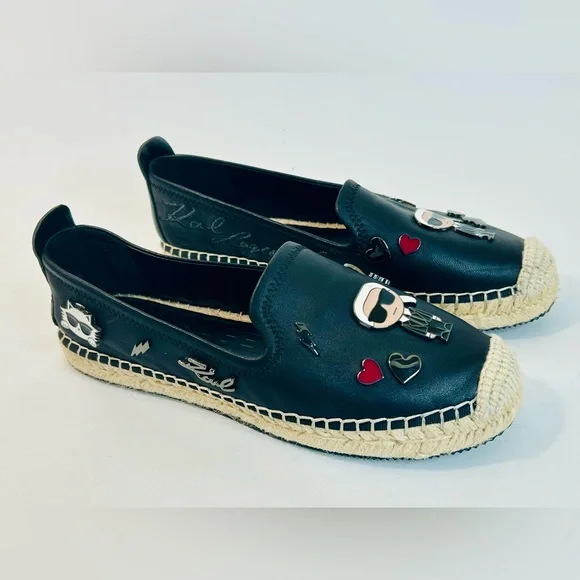 Karl Lagerfeld Paris Women's Michaela Embellished Slip-On Espadrille Flats 7.5