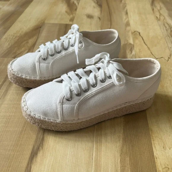 ASOS Espadrilles Women's 8 US New NWOB Sneakers Cream White Canvas Lace Up Shoe