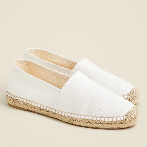 J Crew Made-in-Spain espadrille flats in linen‎