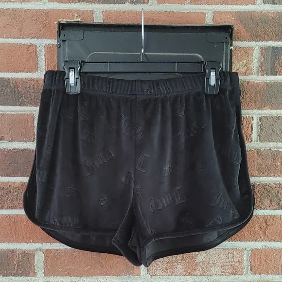 Juicy Couture Black Logo Fleece Sleep Shorts Size L