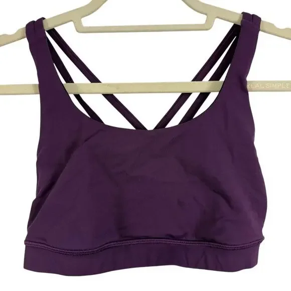 Lululemon Purple Sports Bra Womens Workout Gym Strappy Criss Cross Back Top sz 6
