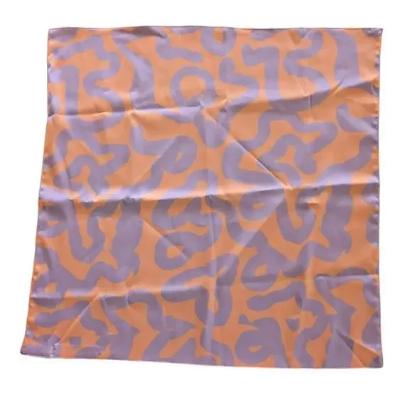 Loraine Holmes Handkerchief Lluta Lilac Peach Print Scarf Bandana Neckerchief