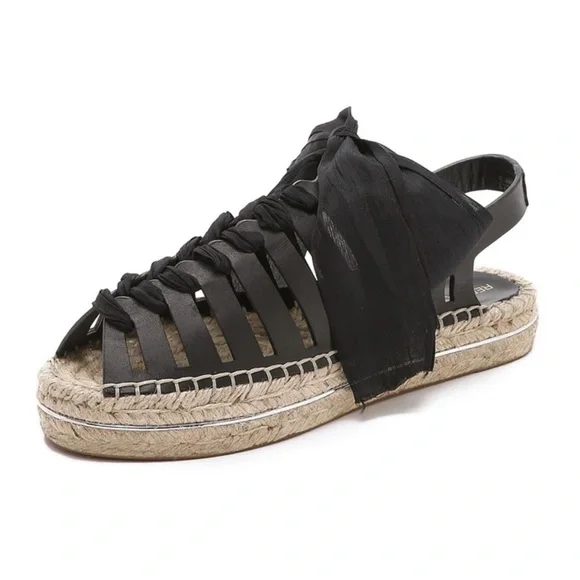 REBECCA MINKOFF GEMMA LEATHER LACE UP GLADIATOR CAGE ESPADRILLE SANDALS