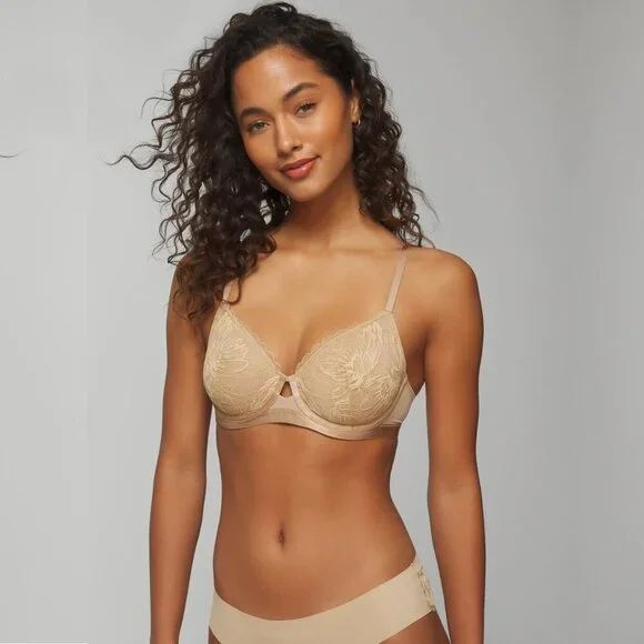 2/$30 Soma Lightly Lined Perfect Coverage Bra with Lace Warm Amber 40DD #9443