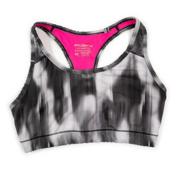 Black & White pattern racerback sports bra size M
