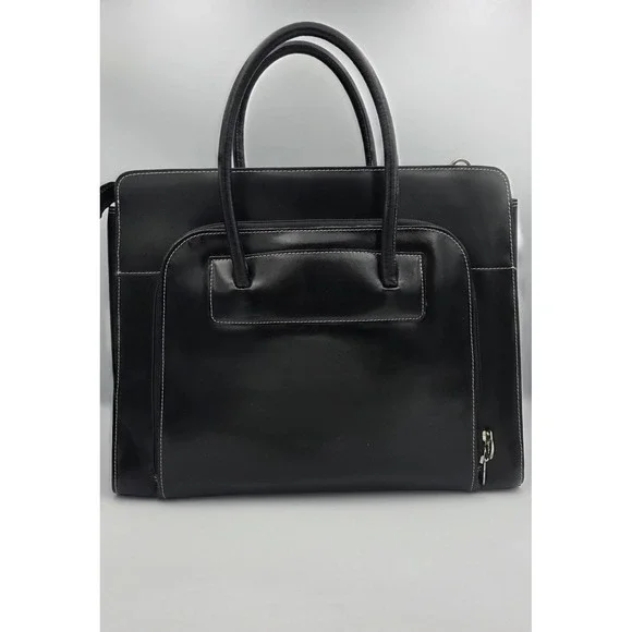 McKlein W Series Lake Forest Womens Italian Leather Laptop Briefcase Black 94335