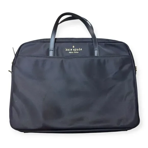 Kate Spade NY Nylon Laptop Daily Universal Bag Black‎ & White Striped Interior