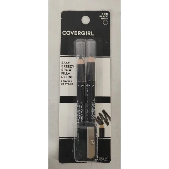 NEW CoverGirl Easy Breezy‎ Brow Fill + Define Pencils with Sharpener 500 BLACK