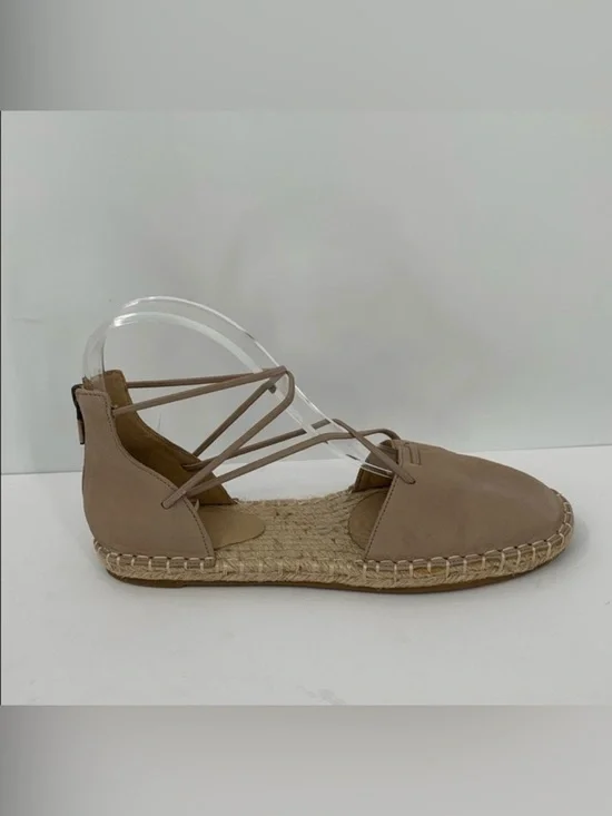 Eileen Fisher Lace-up Espadrille Shoe tan brown strappy leather flat women 7