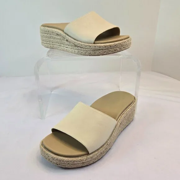 ABEO Solstice Slide Platform Sandals, Slip On/Espadrilles Orthotic Sz: 7.5 Cream
