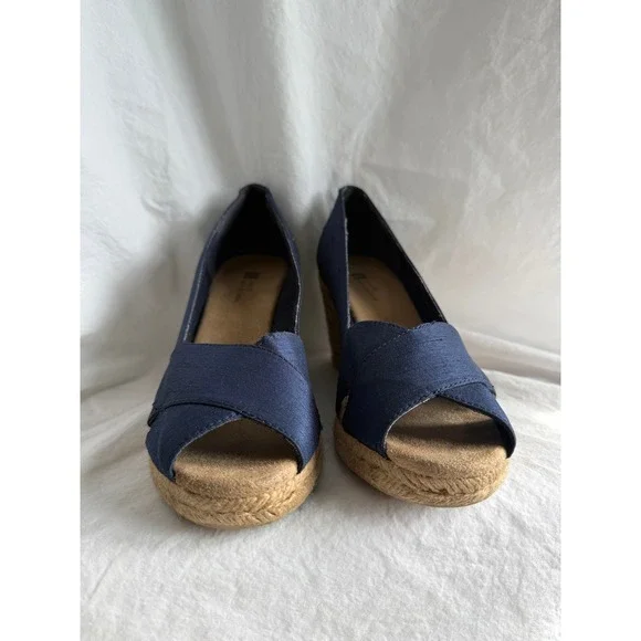 White Mountain Matador Navy Blue Espadrille Wedge Sandals Womens 8.5 M W14494Z