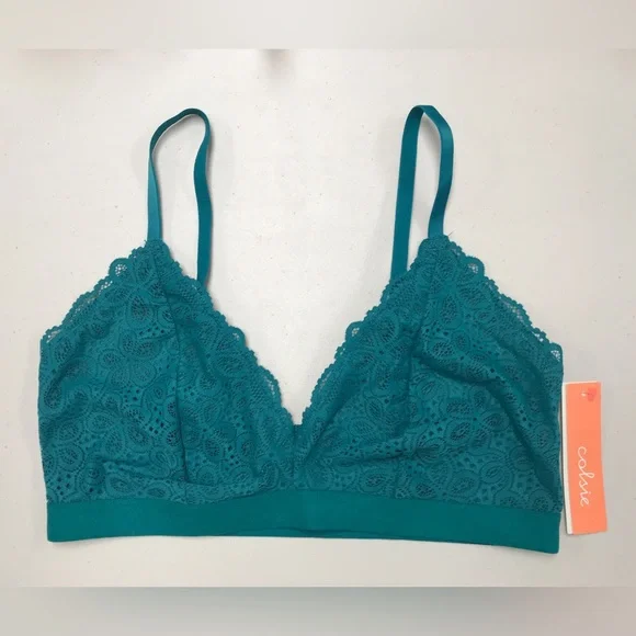 Colsie Green Lace Bralette No Wire Size Large