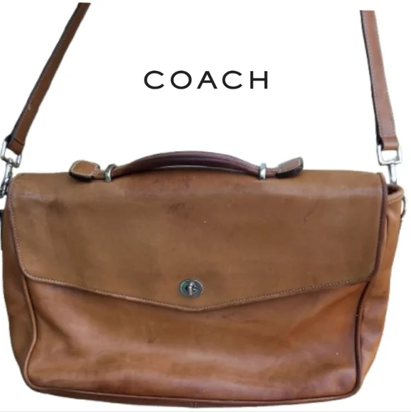 Coach British Tan Vintage Messenger Bag with COA