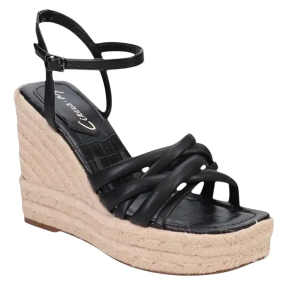 Circus NY by Sam Edelman Irene Espadrille Platform Wedge Sandal | Black | Size 9