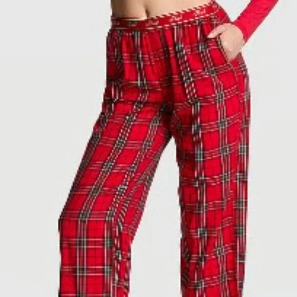 VS PINK Red/Green Plaid Flannel Sleep Pants – SZ XXL – NWT‎