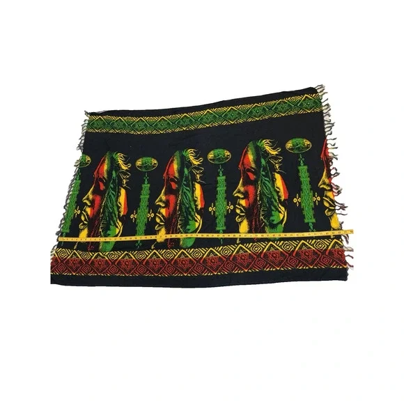 Bob Marley Tapestry Shawl Beach Cover-up Sarong Multicolor With Fringe