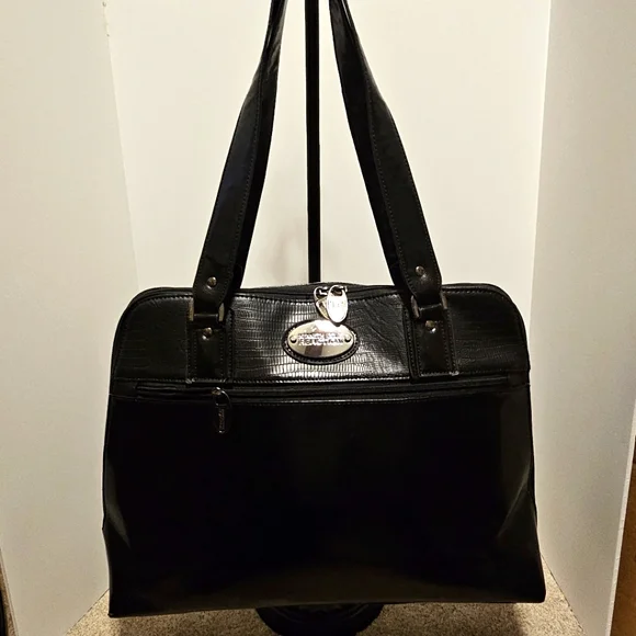 Kenneth Cole Laptop Computer Black Snakeskin Tote Briefcase Bag‎ Luggage Strap