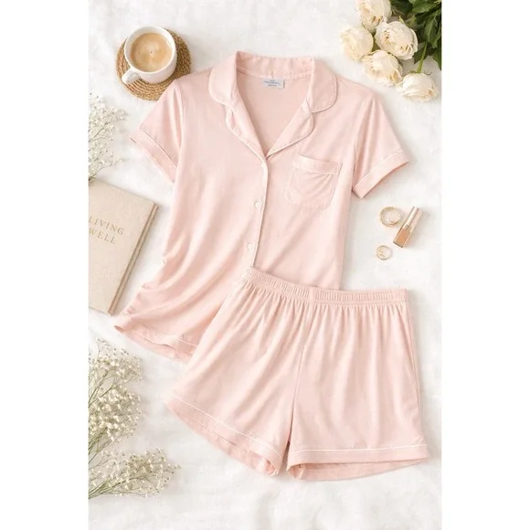 Sarah Baeumler XL Pink Bamboo Pajama Set Soft Luxury Lounge Sleepwear