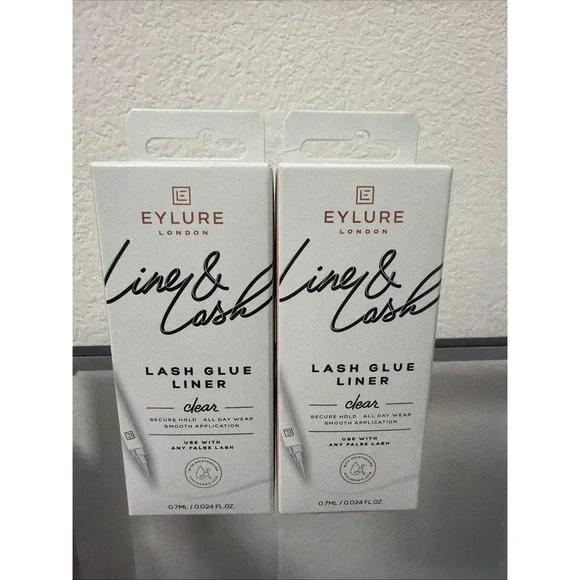 2 Pens (0.7mL each) Eylure Line & Lash Glue Liner CLEAR Secure Hold All Day Wear