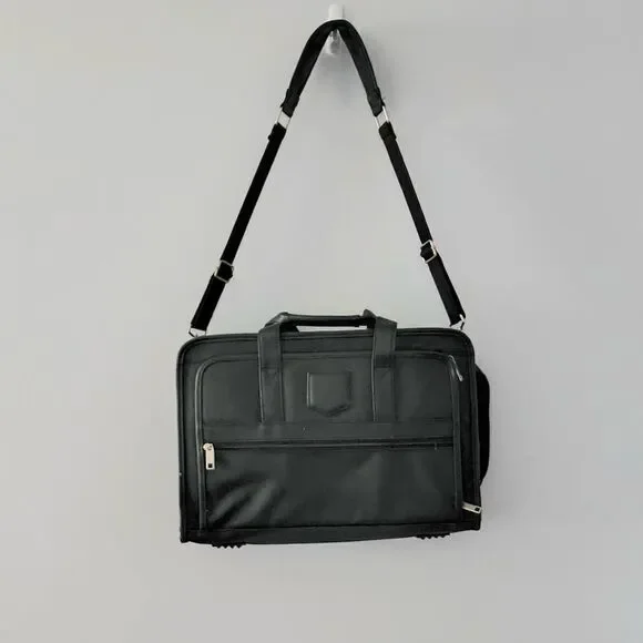 Messenger bag computer work school leather trim mesh front pockets organizer