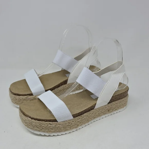 Steve Madden Jacklin White Espadrille Platform Sandals Women's Size 9