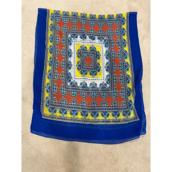 Scarf/pareo medallion tile inspired print Bohemian feel