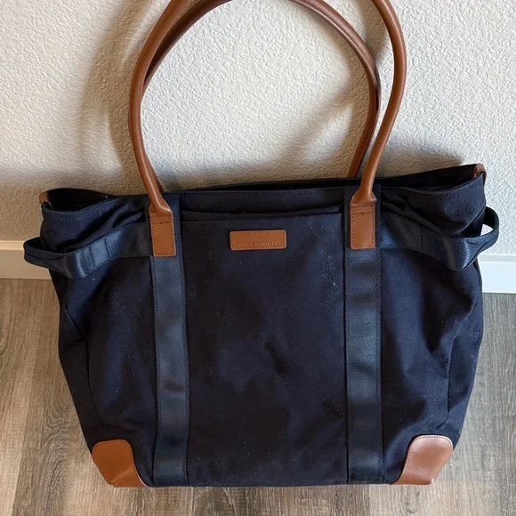 Brooks Brothers Wells laptop Tote Bag with Brown Leather Trim