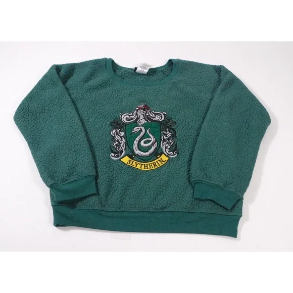 Harry Potter Sweatshirt Womens S Green Slytherin Sleepwear Sherpa Fleece