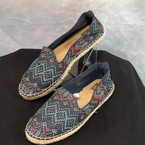 DV Dolce Vita Womens Espadrille Flats Navy‎ Blue Woven Geometric Tribal Size 9