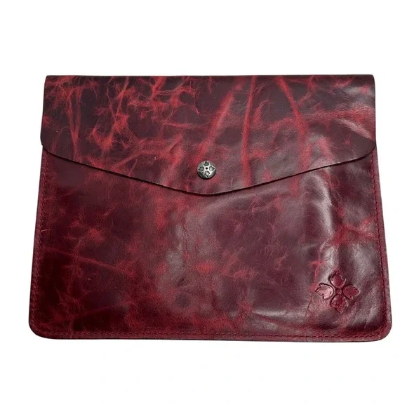 Patricia Nash Italian‎ Leather Burgundy Distressed Clutch Envelope Folio 8X10