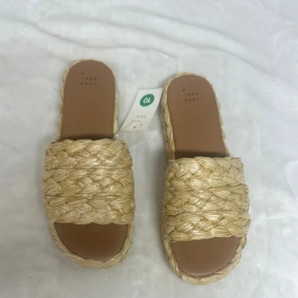 A New Day Tan Espadrille Sandals with Woven Upper