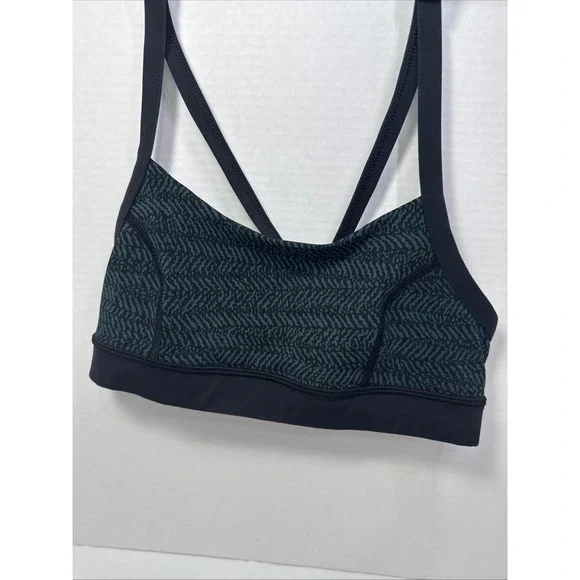 Lululemon Strappy Back Sports Bra Teal Green Athletic Workout Top Size 4